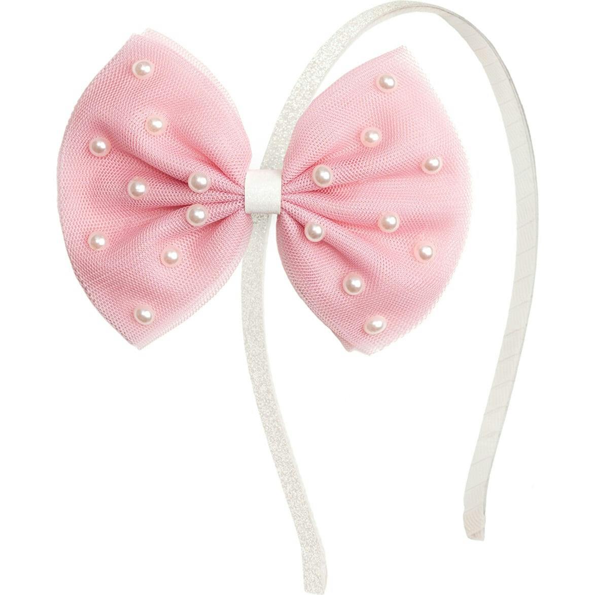 Pretty Pearl Tulle Bow Headband