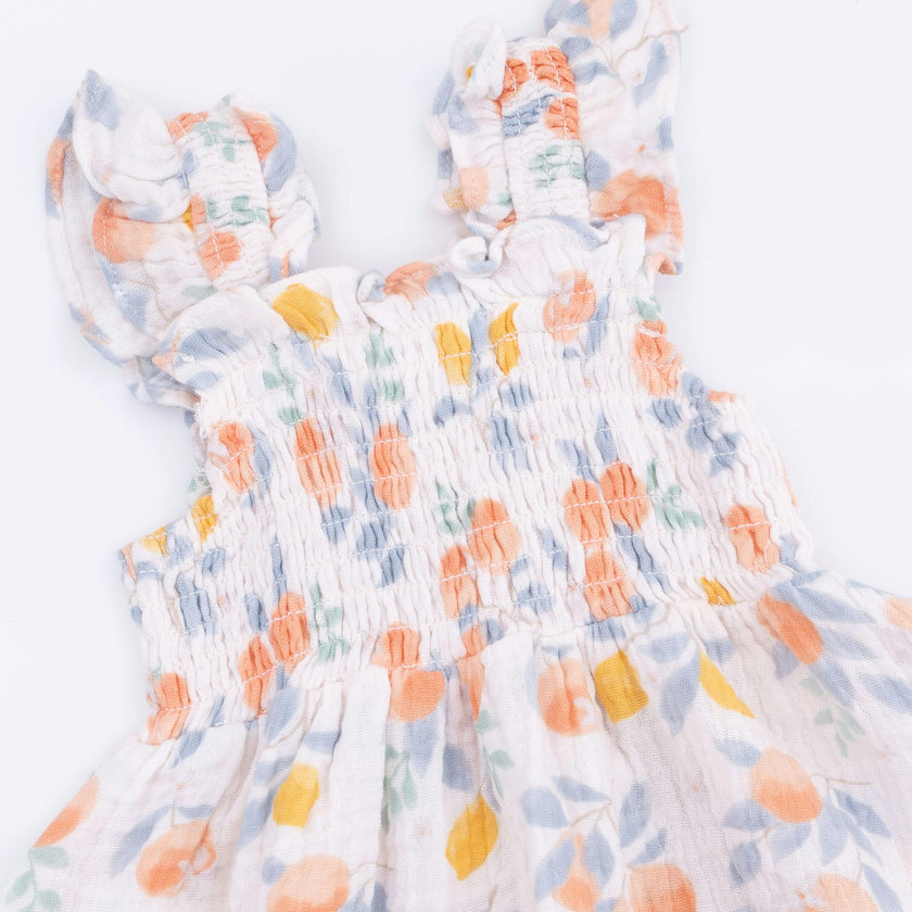 Citrus Floral - Smocked Sundress with Bloomer
