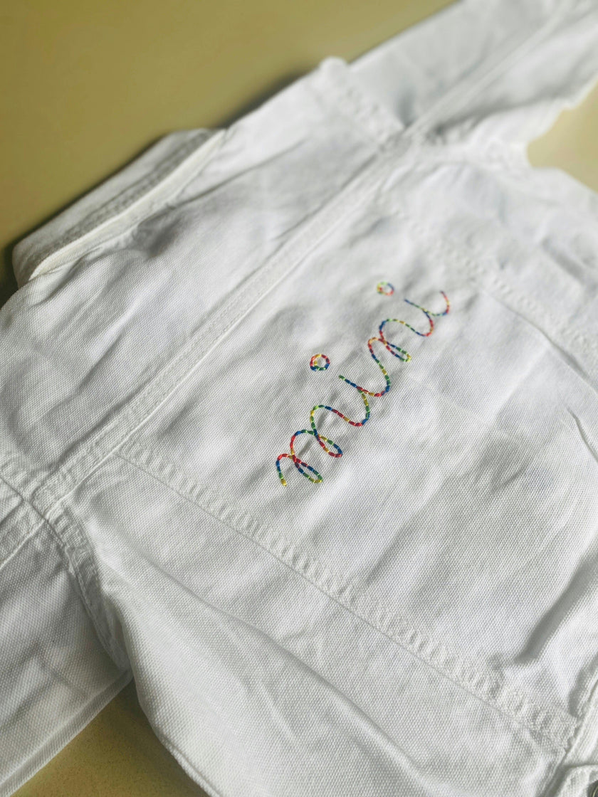 "mini" White Denim Jacket