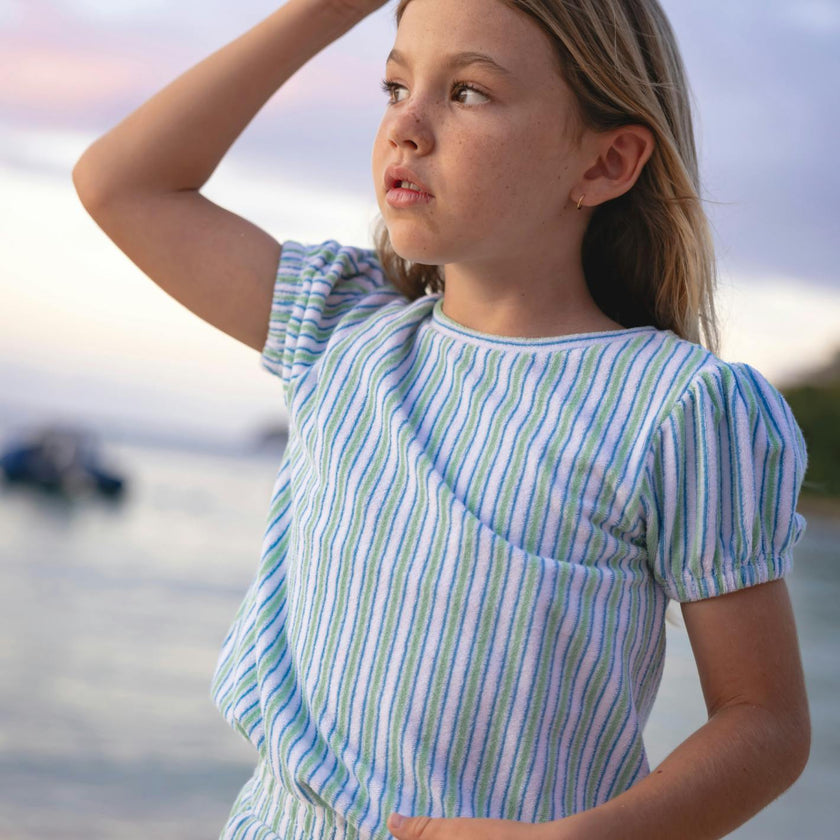 girls tamarin stripe french terry top and short set