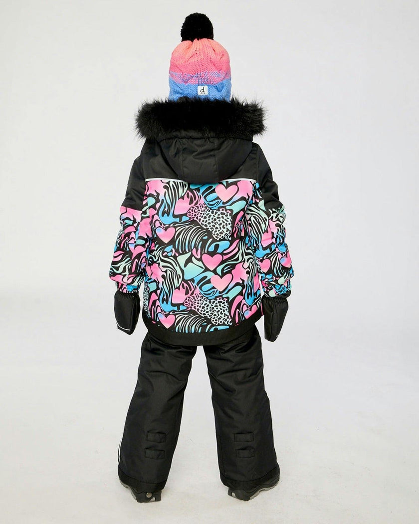 Two Piece Play Snowsuit Black Zebra Print With Black Pants
