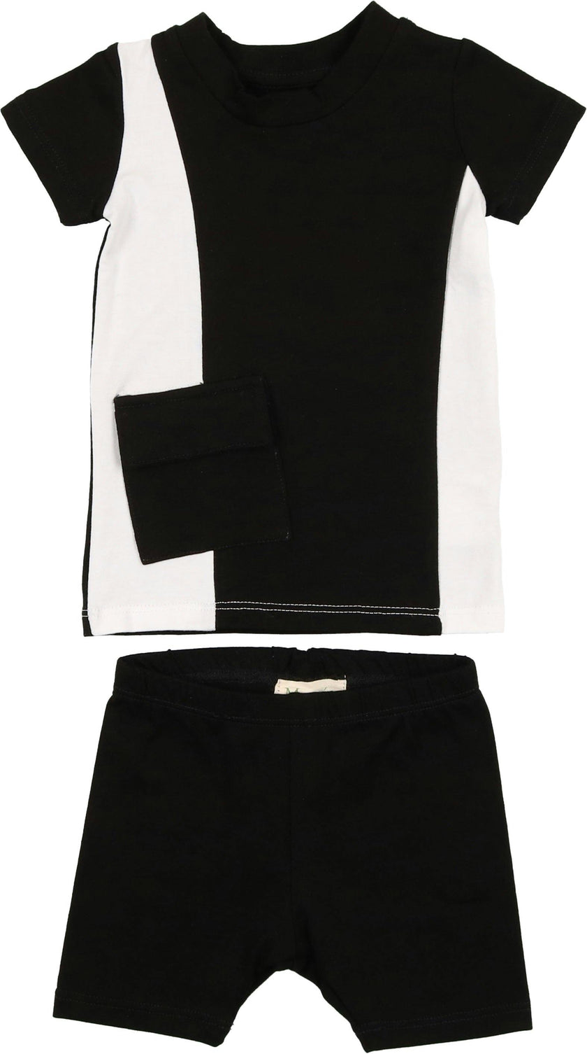 Color-Block Pocket Tee & Short Set