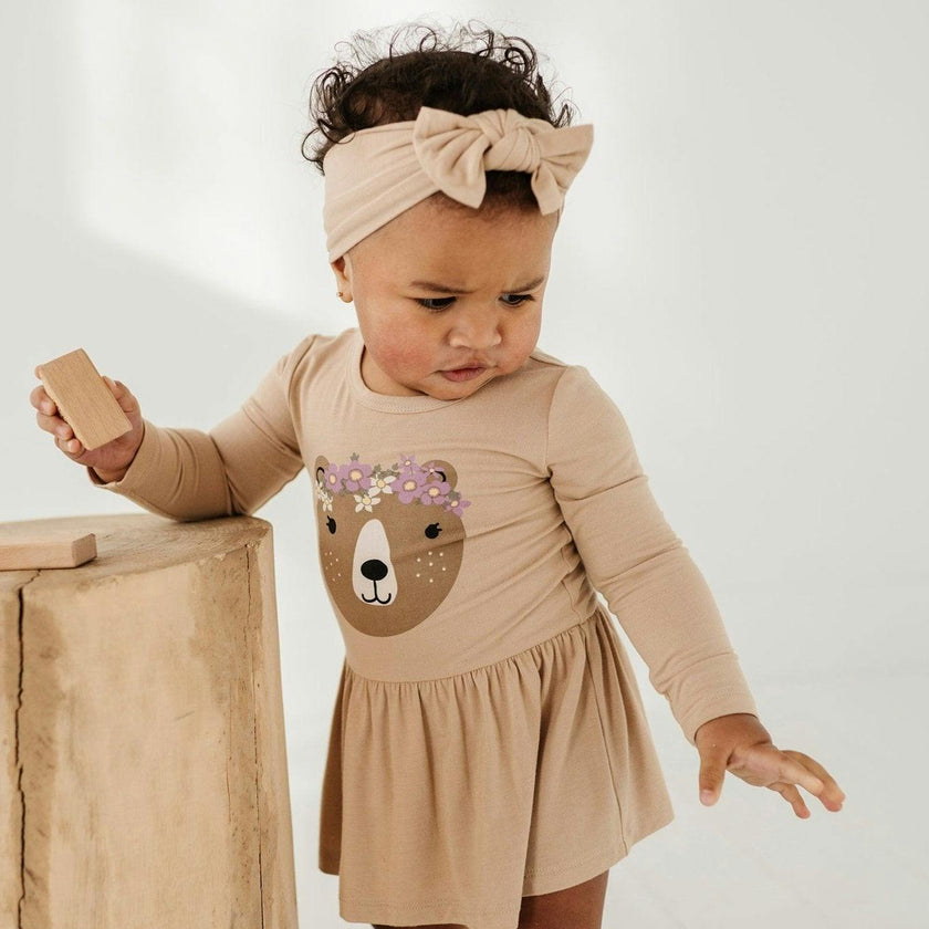 Girl's Bodysuit Dress Set Winter Floral