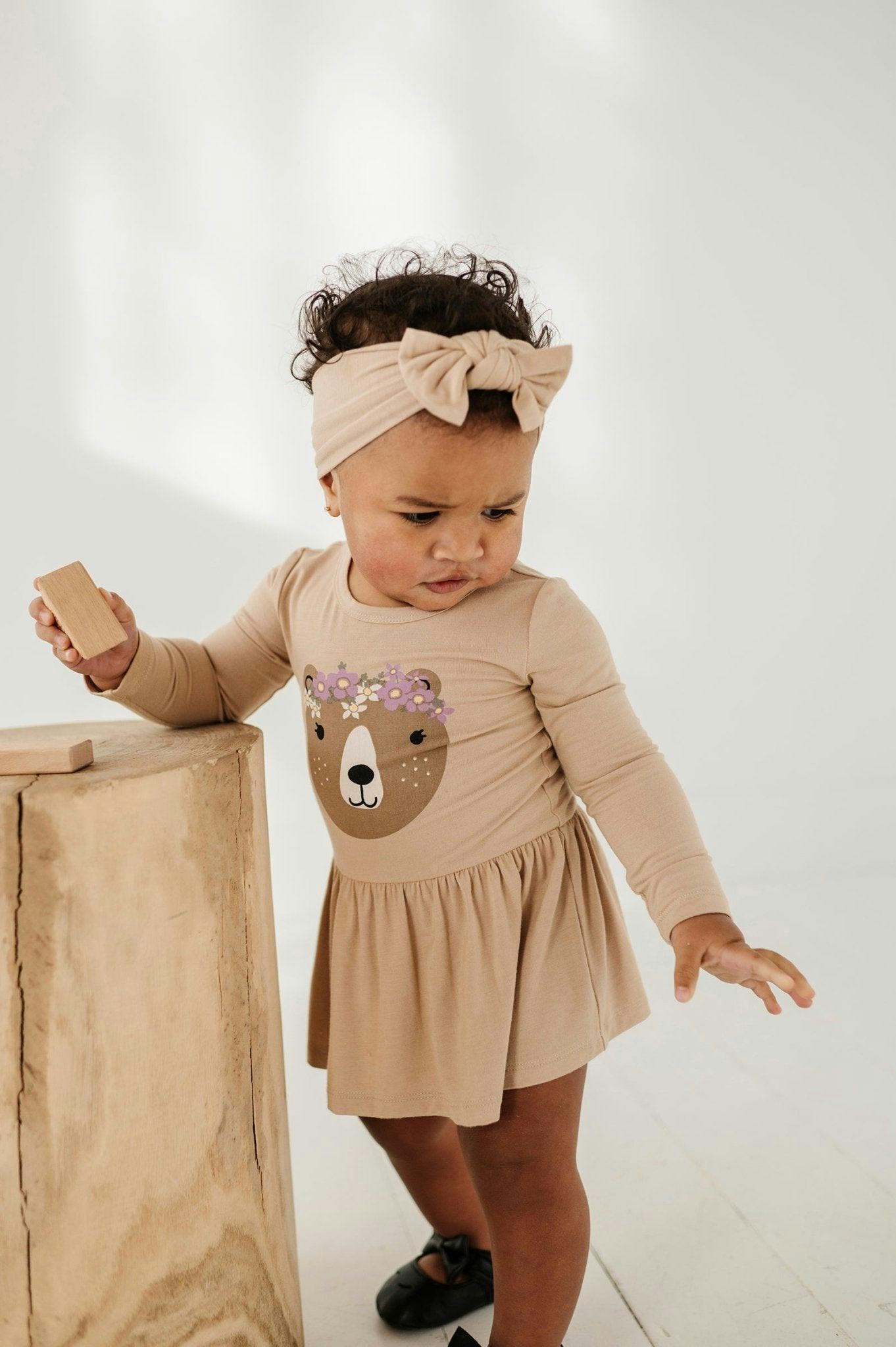 Girl's Bodysuit Dress Set Winter Floral