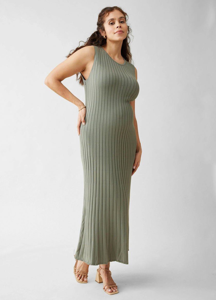 A-Line Sweater Knit Maternity Nursing Midi Dress