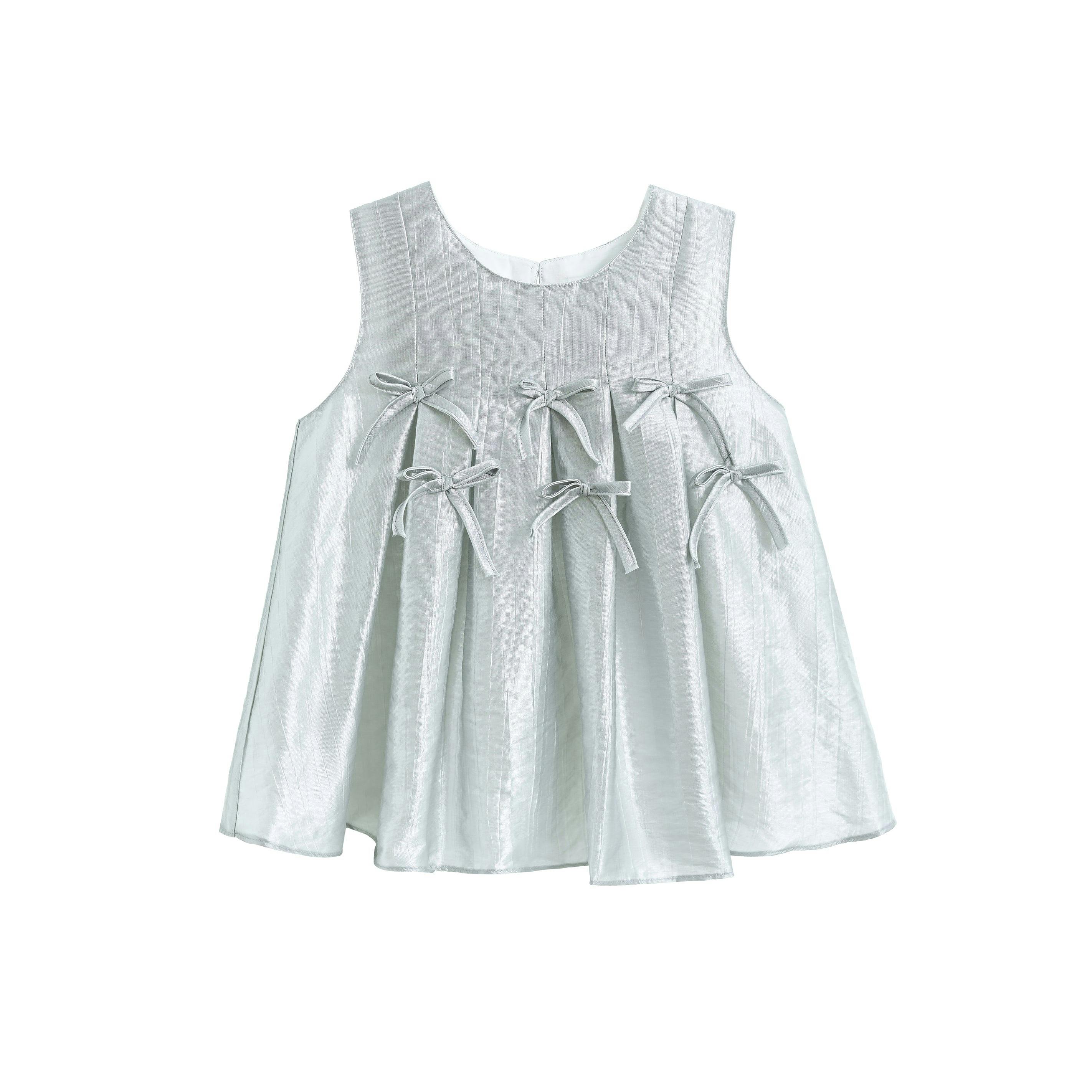 Metallic Ruffle Bow Sleeveless Top & Skirt Set