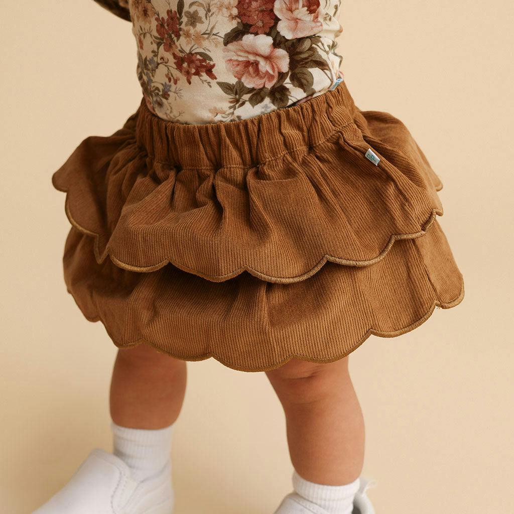 Camel Cotton Corduroy Scalloped Bummie