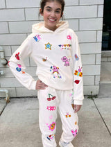 Graffiti Ice Cream Hoodie And Pant Set, White