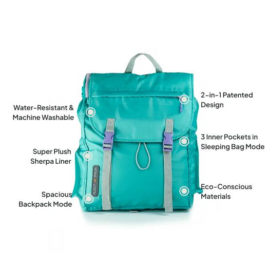 Sleep-n-pack: Packable Sleeping Bag, Big Kid 7-12+ yrs - TeaCup Teal