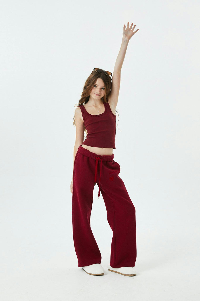 Cami Merlot French Terry Wide Leg Jogger - Ace