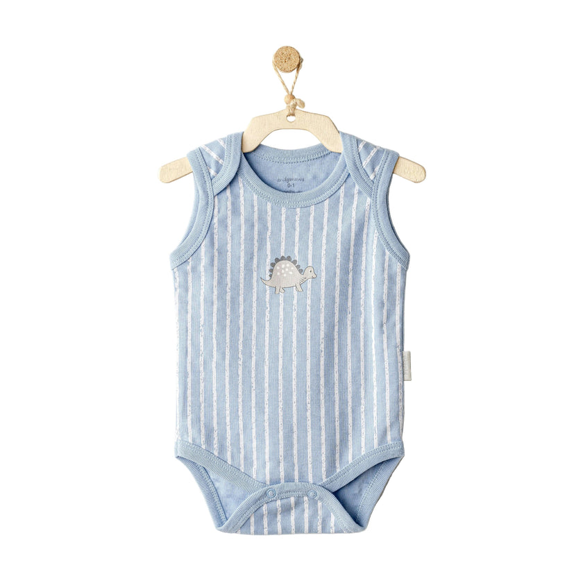 Beige and Blue Dino Bodysuits