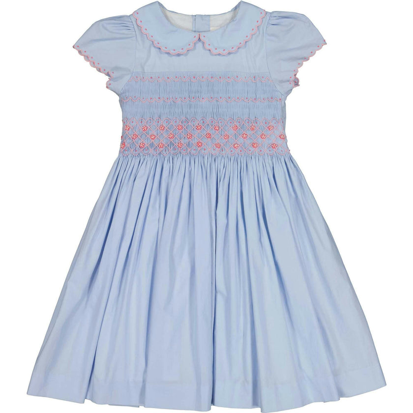 Myrtille Pink Floral Short Sleeve Bishop Dress