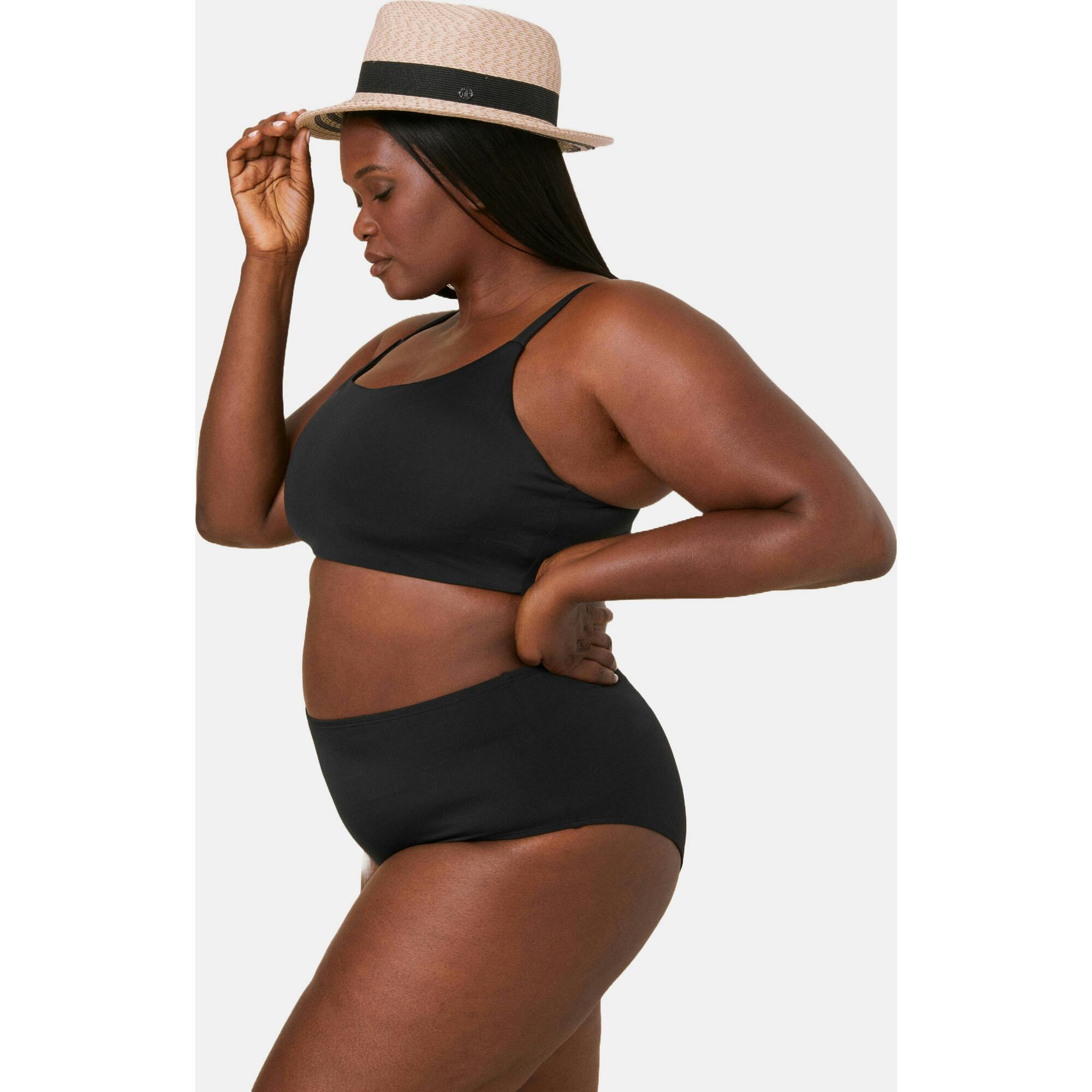 The High Waist Bikini Bottom - Eco Nylon - Black