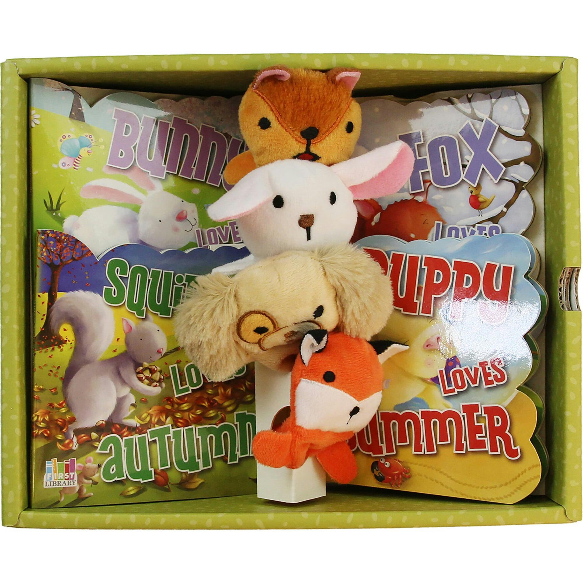First Library: Four Seasons W/ 4 Die-Cut Board Books & Finger Puppets