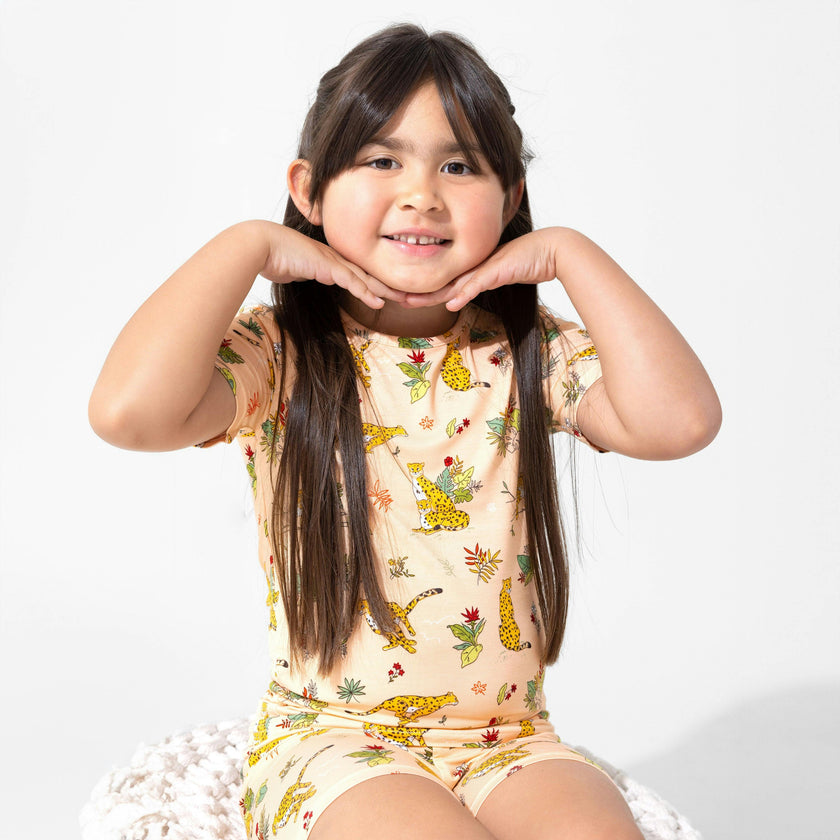 Pounce In Paradise Cheetah Bamboo Kids Pajama Short Set