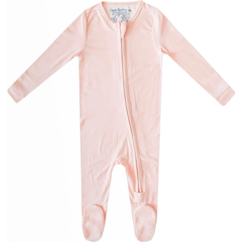 Blush Print 2-Way Zip-Up Footie, Pink