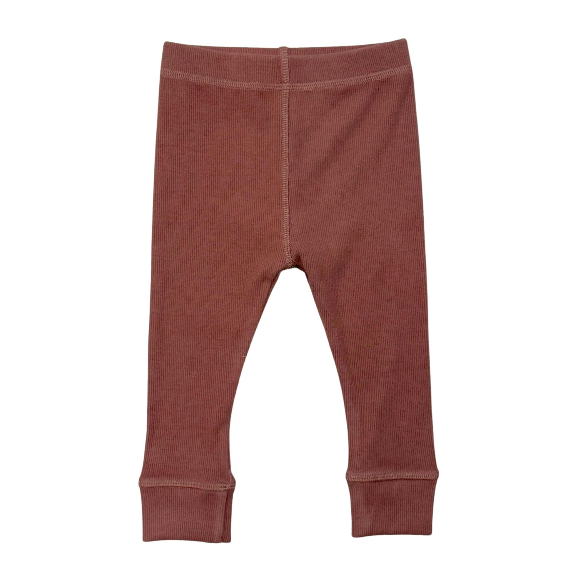 Girls Ribbed Leggings in Maroon