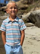 POLREATH Blue/Pink Stripe Polo