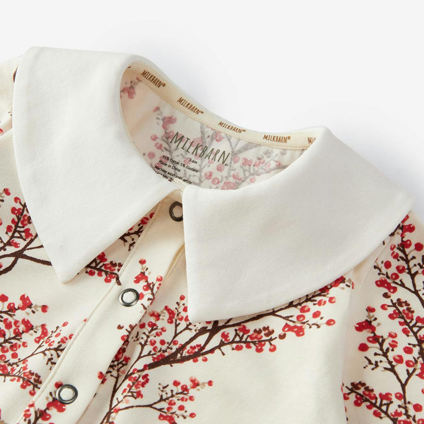 Winterberry Cotton Stretch Collar Long Sleeve Jumpsuit