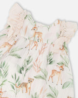 Muslin Dress And Bloomer Set Peach Deer Print