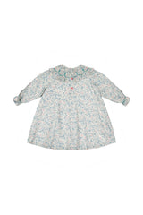 Yse Blue Floral Long Sleeve Bishop Dress
