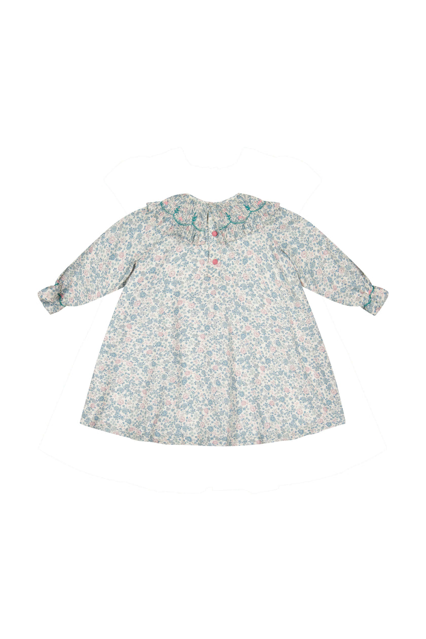 Yse Blue Floral Long Sleeve Bishop Dress