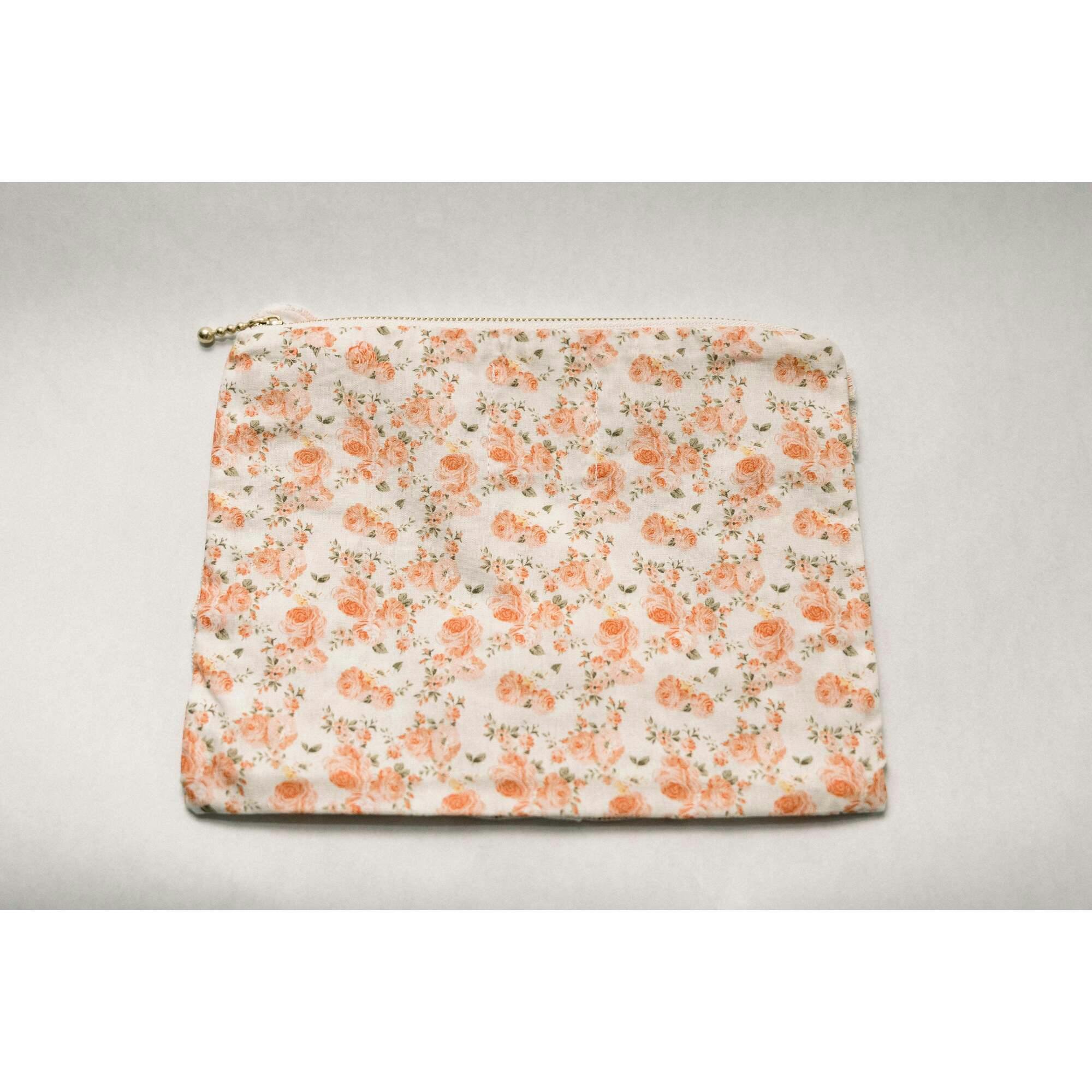 Coral Petal Blooms Timeless Floral Ruffle Zipper Pouch