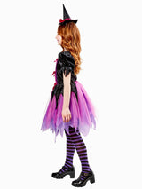 Girls' Purple Witch Dress with Hat