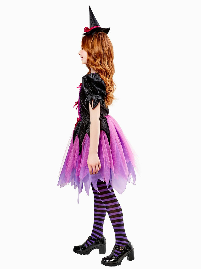 Girls' Purple Witch Dress with Hat