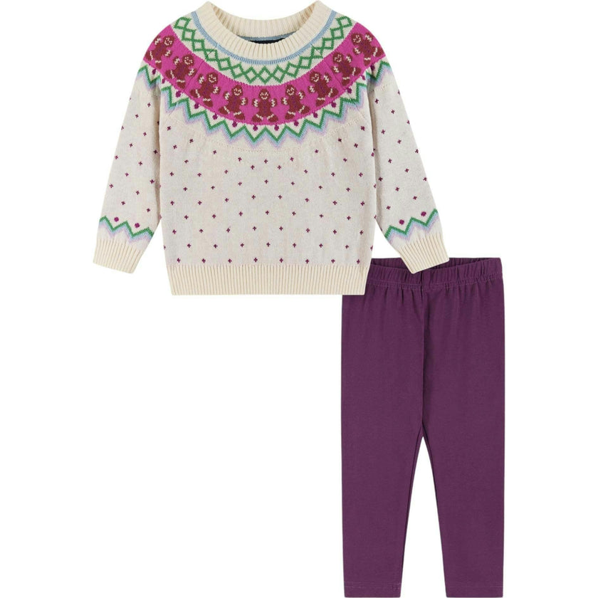 Infant White Fair Isle Sweater & Jegging Set