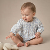 Organic Smocked Long Sleeve Romper - Bluebell Vine
