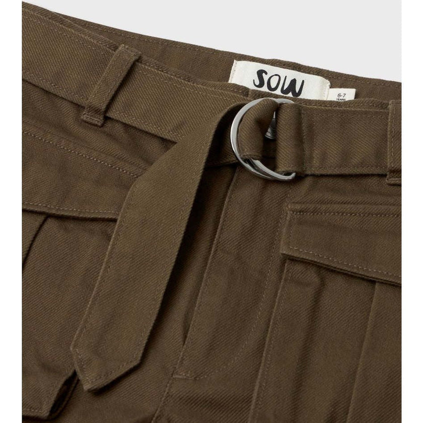 Organic Cotton Cargo Front Short With Belt