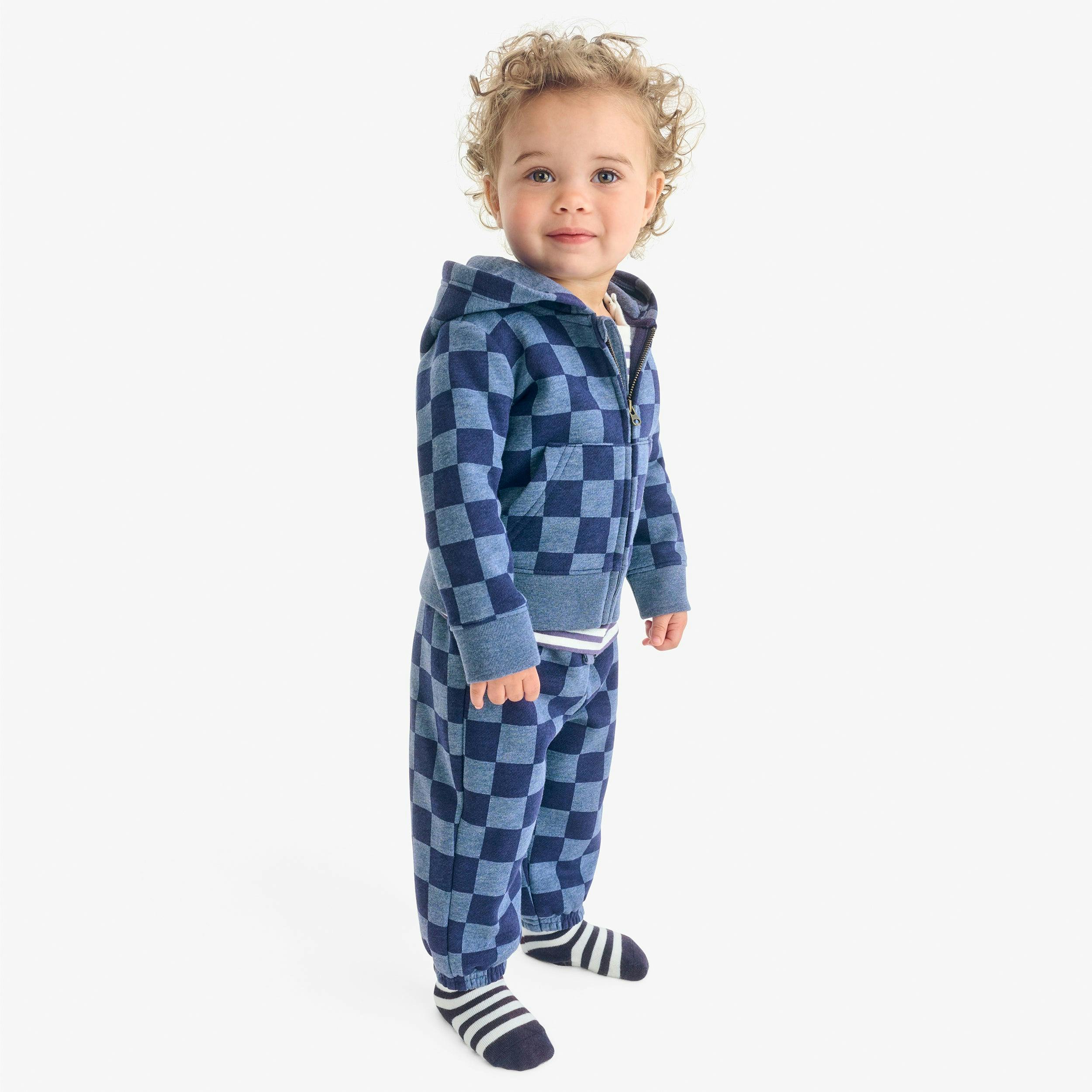 Baby cozy fleece sweatpant in checkerboard