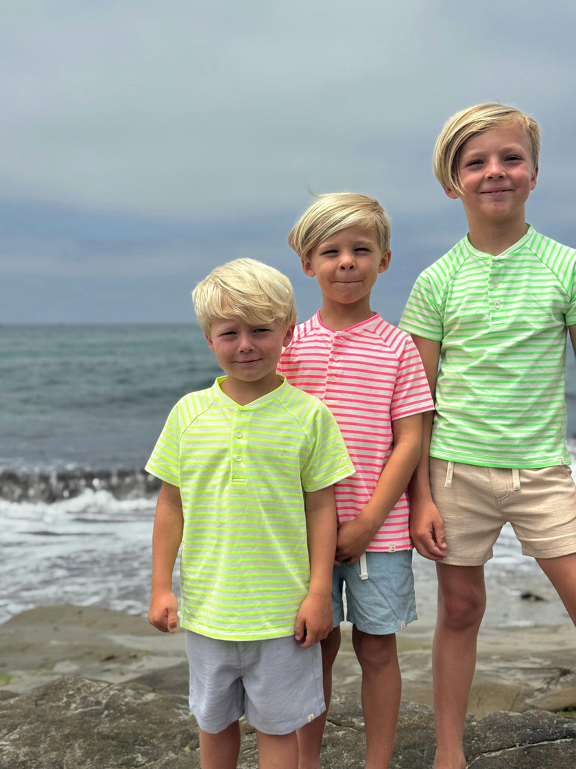 FRIGAT NEON PINK Stripe  Henley