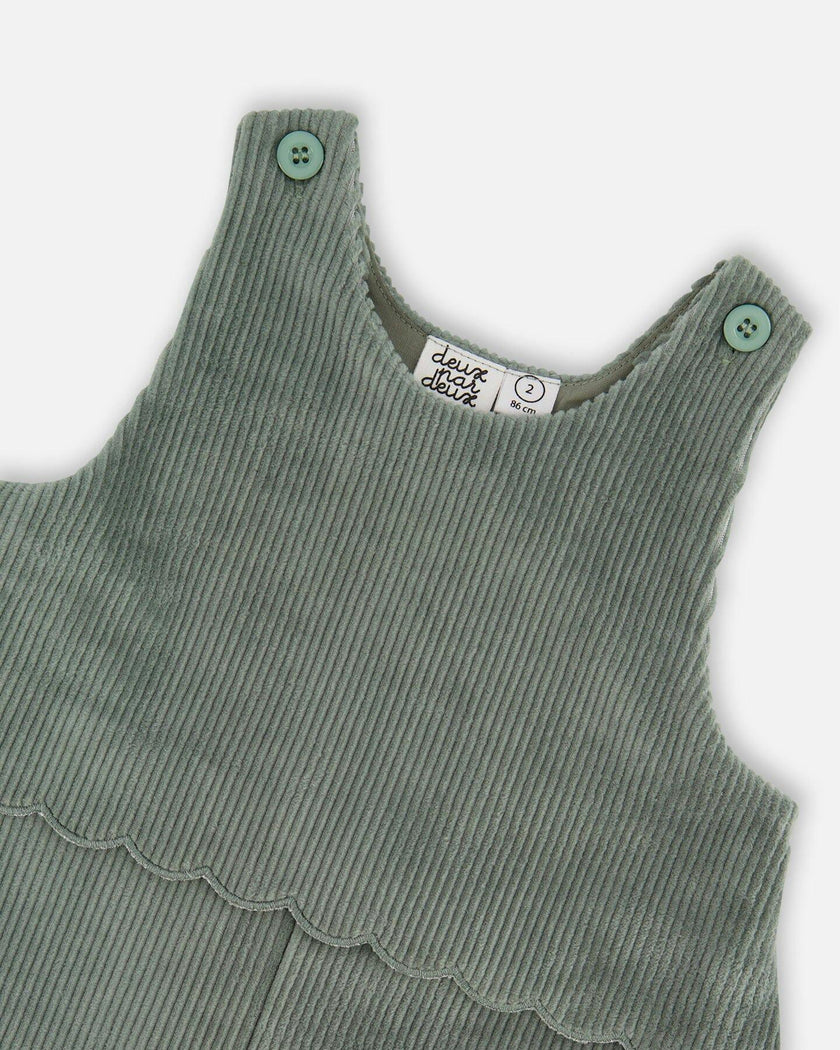 Stretch Velour Faux-Layered Overalls
