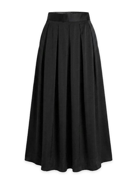 Waisted Taffeta Midi Skirt