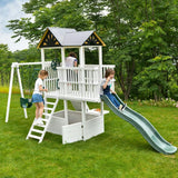 Craftsman | Modern Wooden Swing Set with Slide, Climber & Sandbox