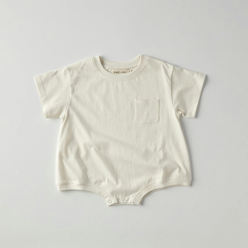 Cory Pocket Romper in Marshmallow