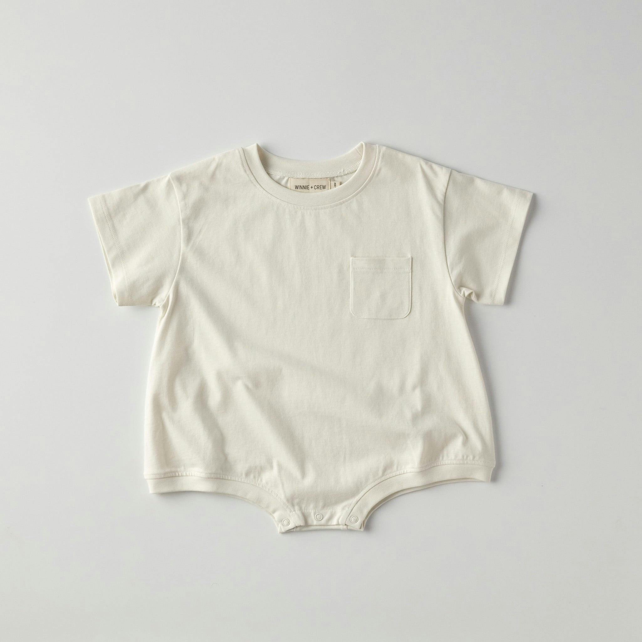 Cory Pocket Romper in Marshmallow