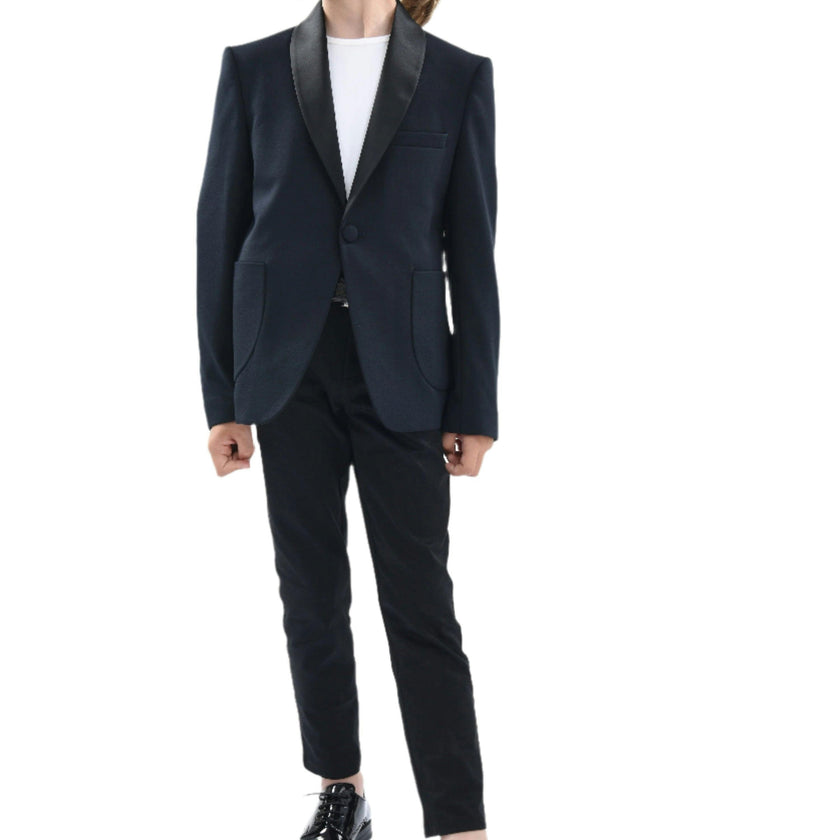 Navy Shawl Lapel Blazer