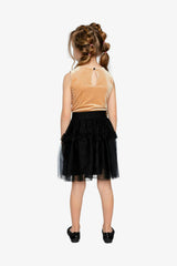 Bi-Material Sleeveless Dress Beige And Black