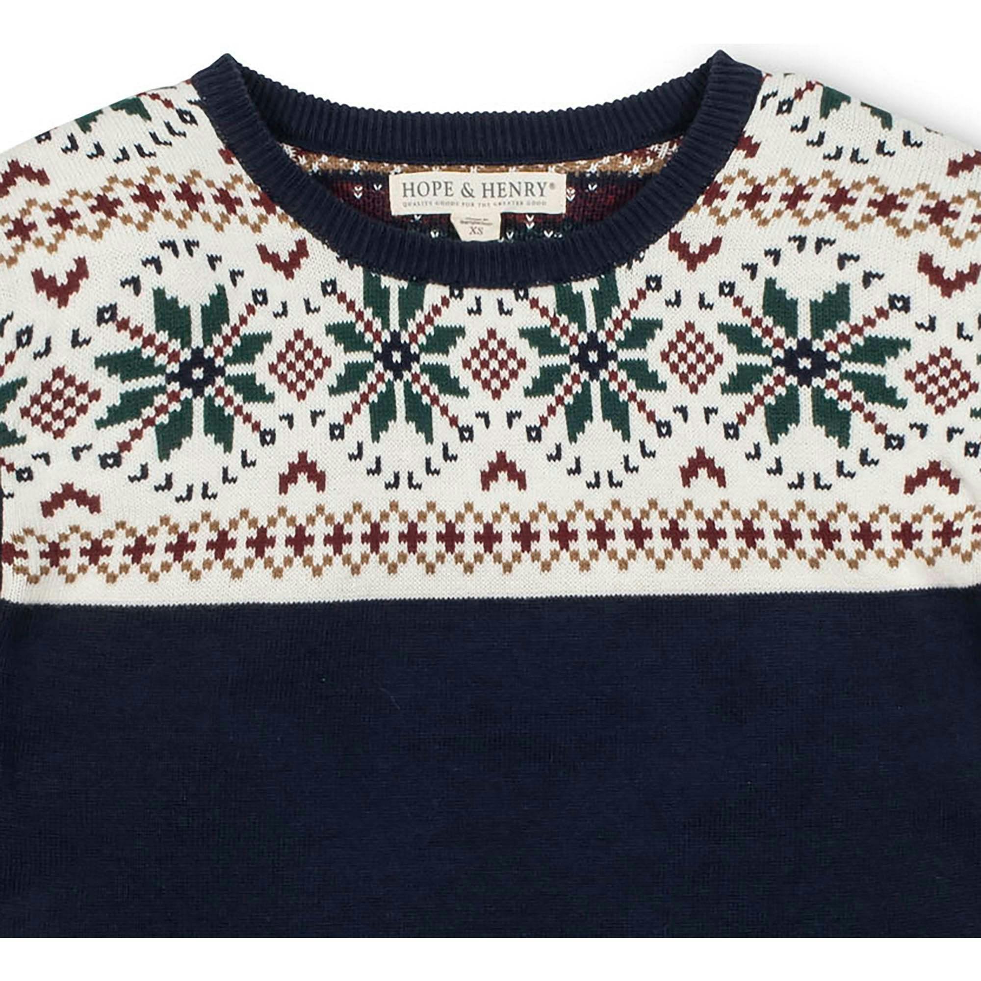 Organic Fair Isle Puff Sleeve Sweater, Blue