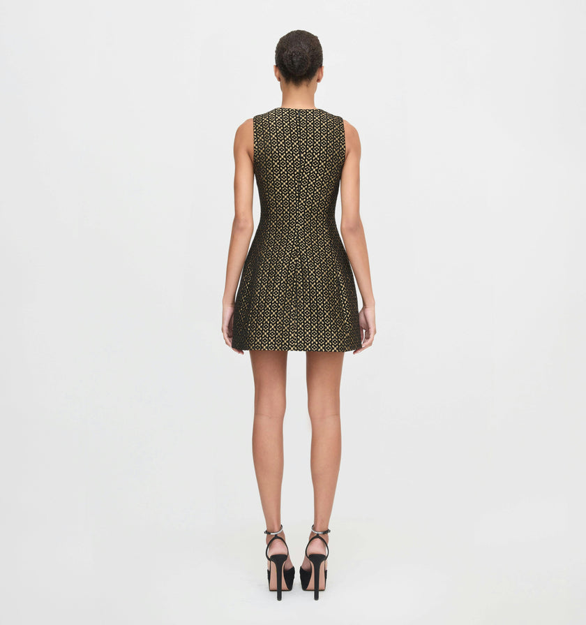 The Blythe Bow Dress - Metallic Brocade