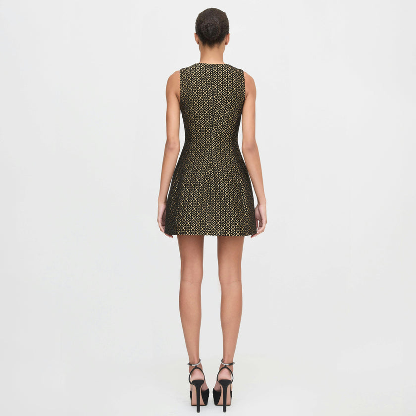 The Blythe Bow Dress - Metallic Brocade