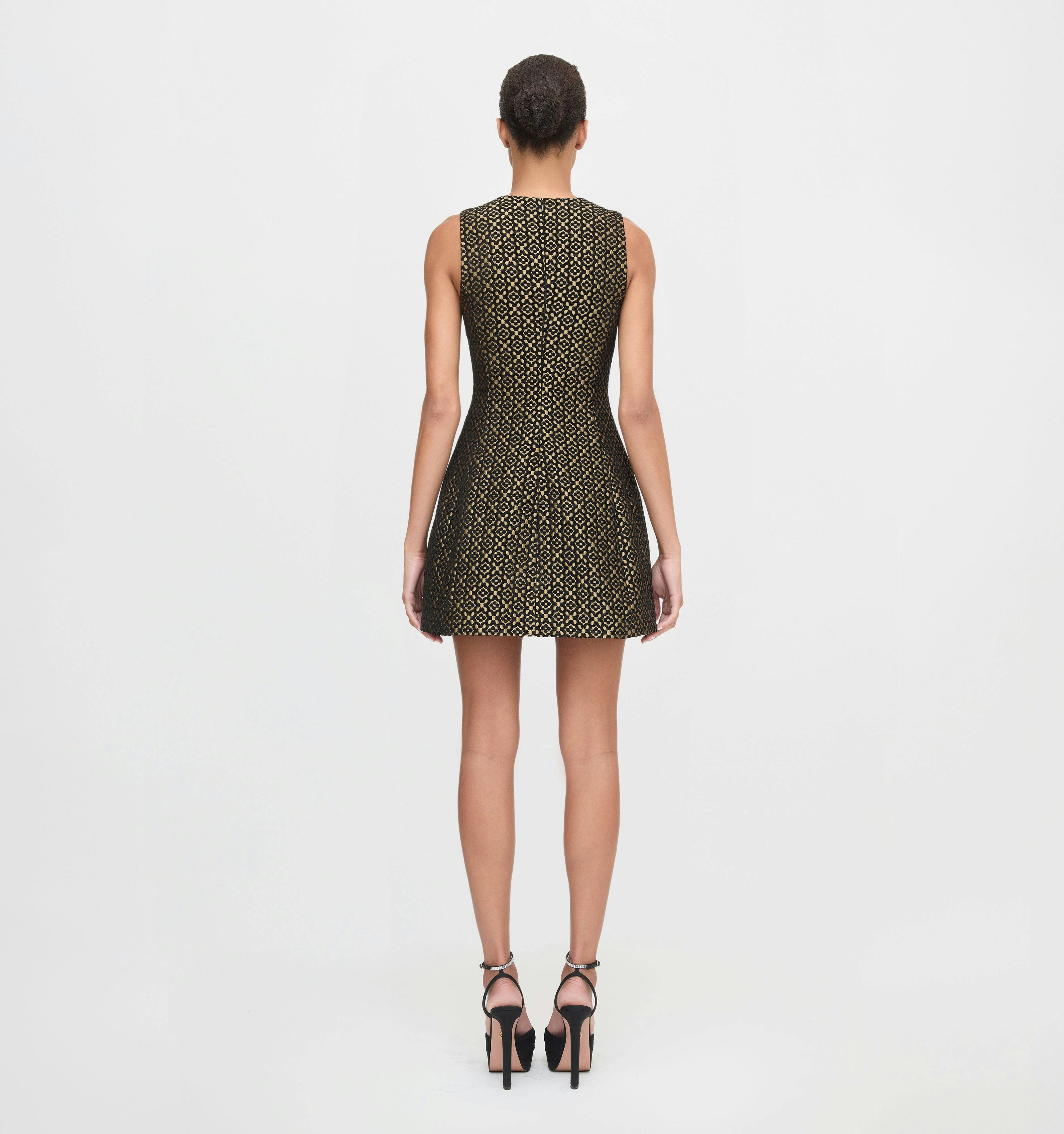 The Blythe Bow Dress - Metallic Brocade