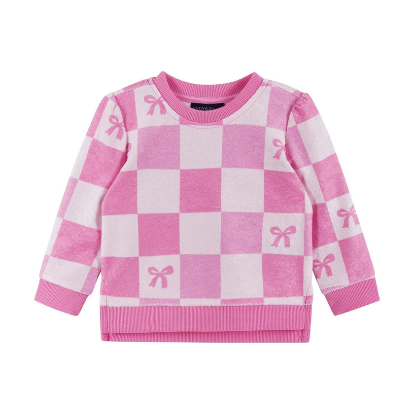 Infant Girls Terry Set | Checkered Bow