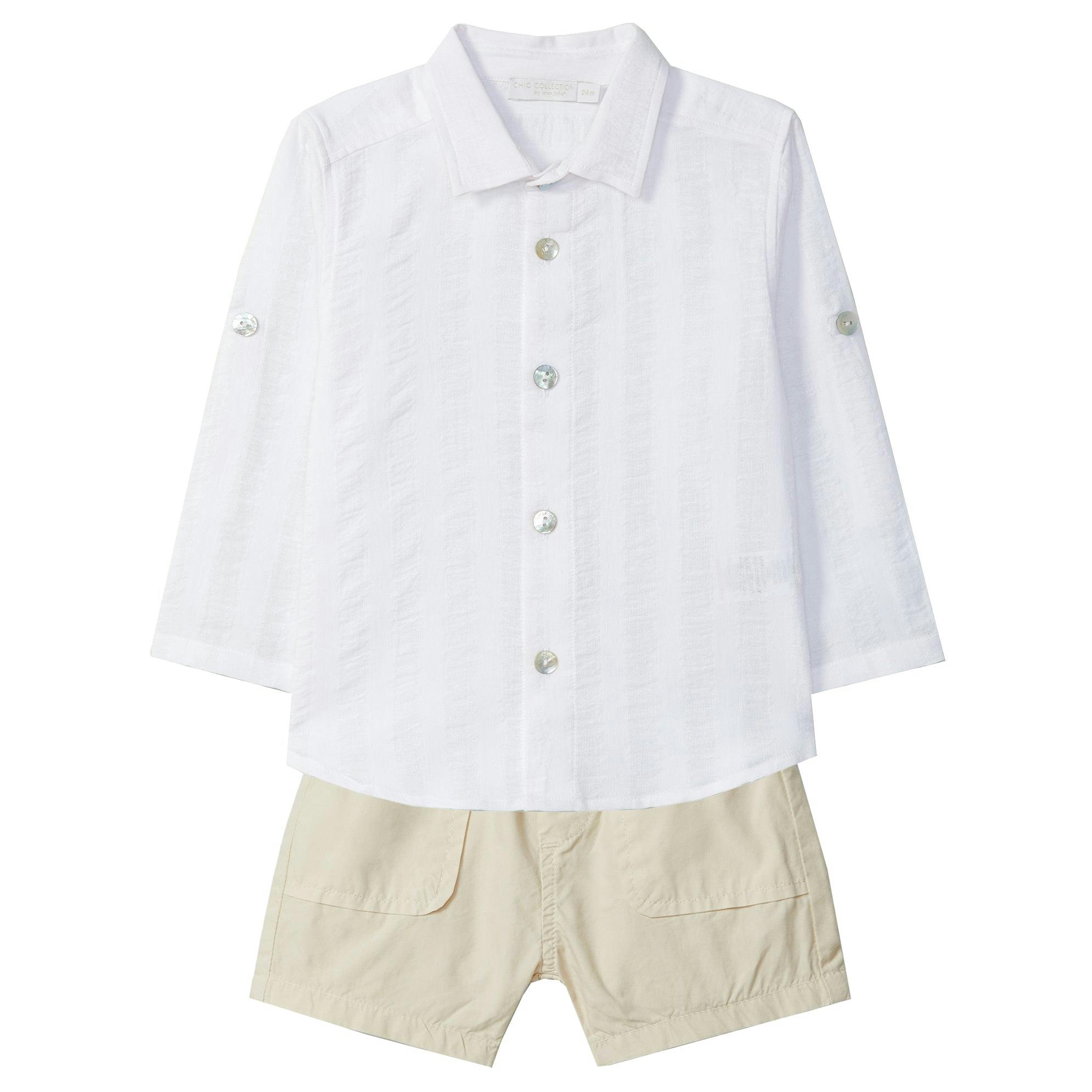 LARANJINHA Beach Vibes Baby Set - White & Sand