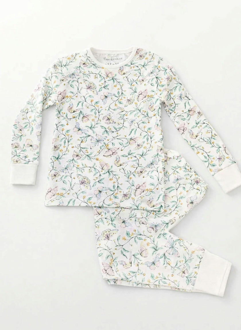 Children's Two Piece Organic Pajamas - Botanical Whisper