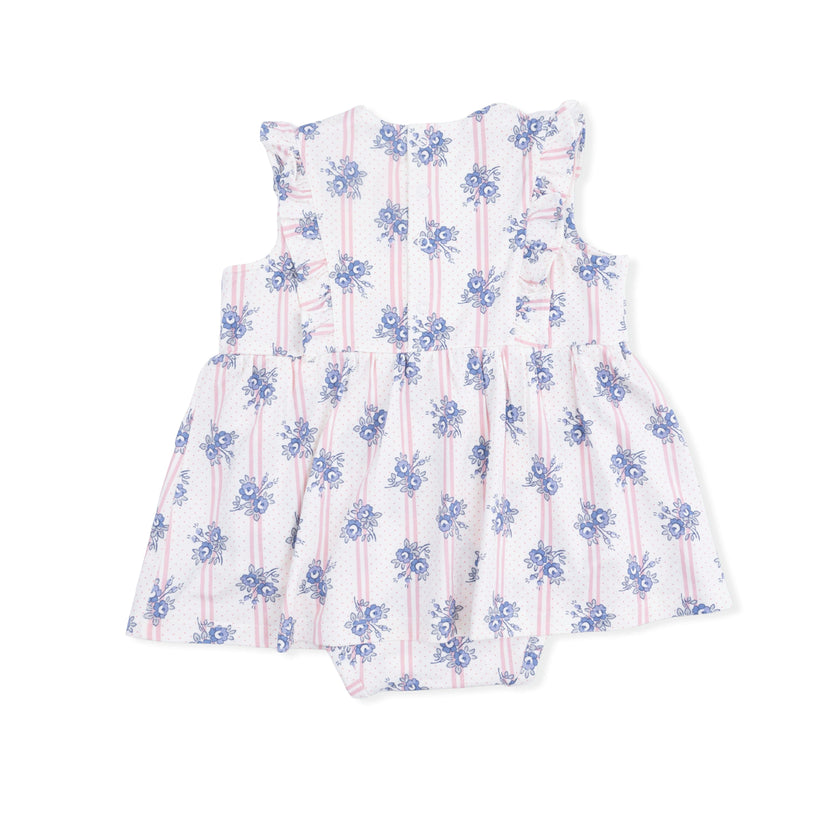 Stripe Dot Roses - Ruffle Bodysuit Dress