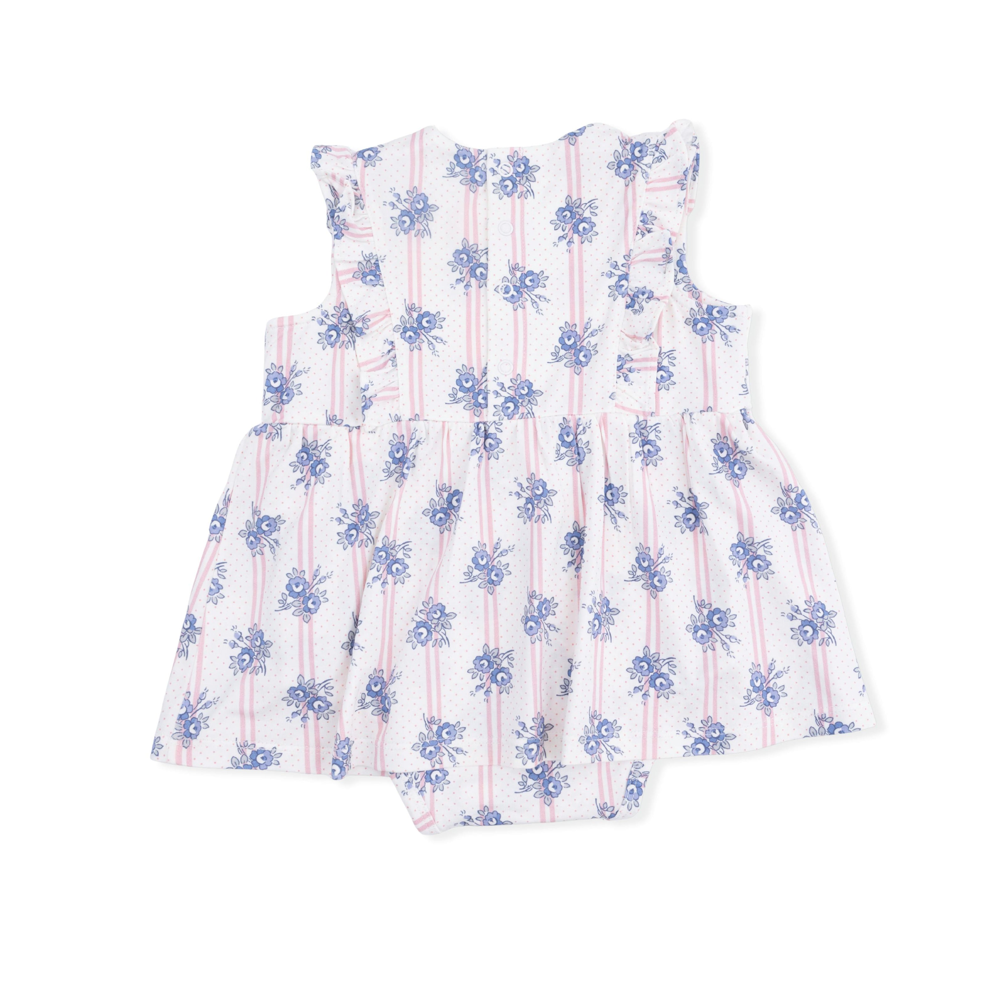 Stripe Dot Roses - Ruffle Bodysuit Dress